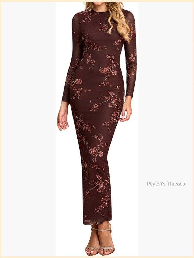 Long Sleeve Floral Bodycon Maxi Dress Formal Wedding Guest Cocktail Maternity